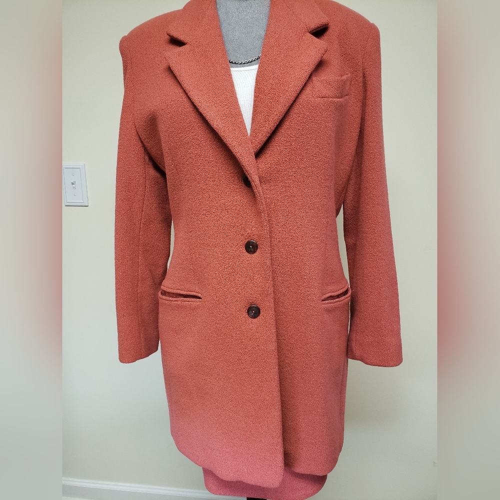 Vintage Coat with Miniskirt in Warm Coral